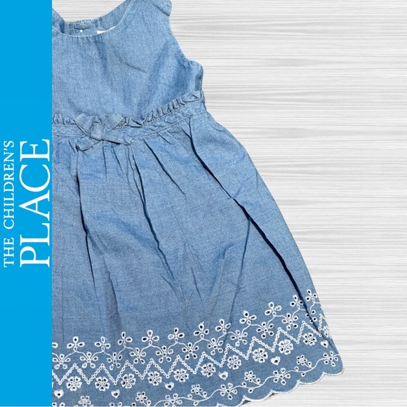 The Children’s Place Infant Baby Girl Lot - 2 Denim Ruffle Dresses / Sz 18 mos - Picture 3 of 8